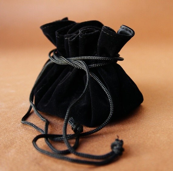 Black Velvet Drawstring Jewelry Pouches 6 pockets by DearestMine