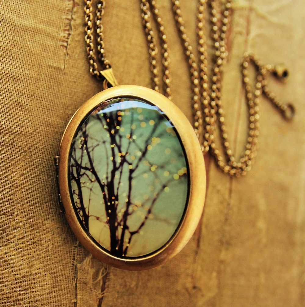 Sparkle and Dance - Large Oval Photo Locket Necklace