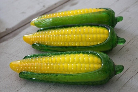 Vintage Glass Corn Cob by SecondHandNews on Etsy