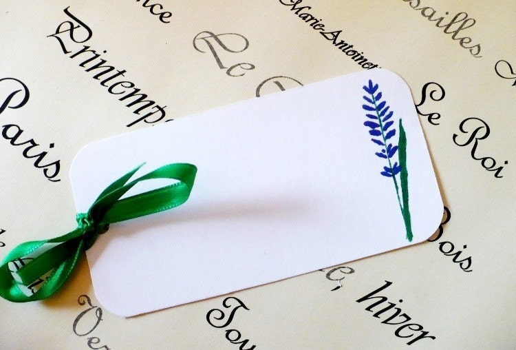 Lavender Gift Tag Set Place Escort Cards Weddings Favors Personalized Table Numbers Bridal Showers French Purple Blue Lavender Wish Tree