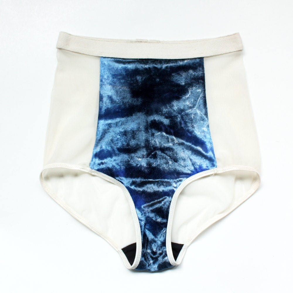 Items similar to High Waist "Ellen Keyhole" Panties Offwhite mesh