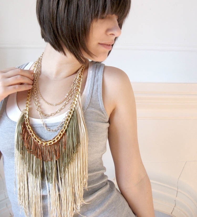 Maximum Fringe Necklace - Champagne, Olive, Rust