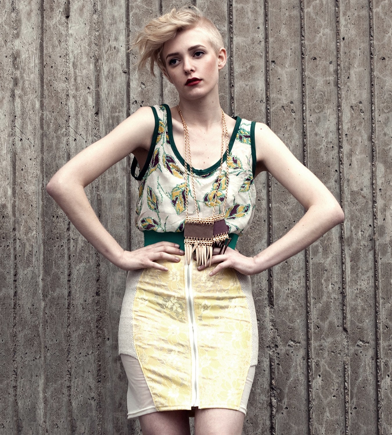 Scuba Skirt - Lemon, Jade and Cream - S, M, L