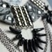 Battle Necklace - Grey Leather, Marbled Leather, Chain and Glass Spikes