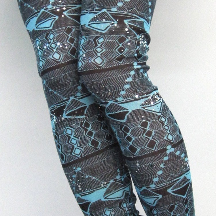 Leggings - Aztec Geometric Mesh Leggings - XS, S, M