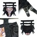 Low Rise "Cage" Panties - Black Bamboo, Sheer Mesh and Floral Silk with Attached Garters