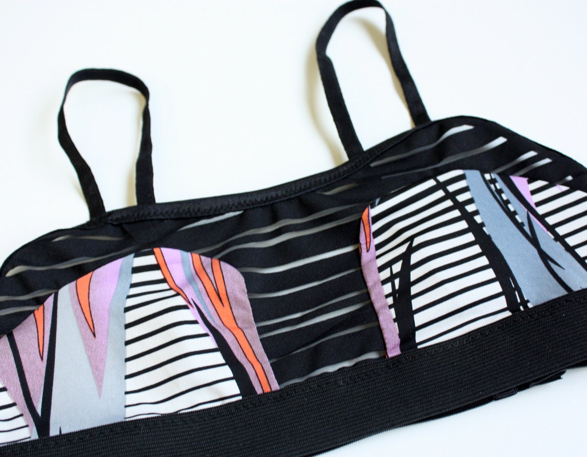Wide Band "Curve" Bra - Sheer Striped Jersey and Swirl Jersey