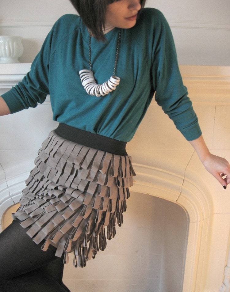 Taupe Jersey Fringe Bandage skirt - Small and Medium