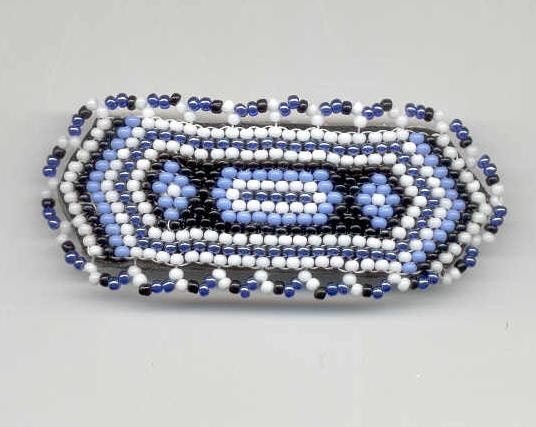 Mosaic Purple White Leather Seed Beaded Barrette OOAK Handmade Gifts Mother Sister Grandmother Friend Birthday Christmas DragonflyRidge