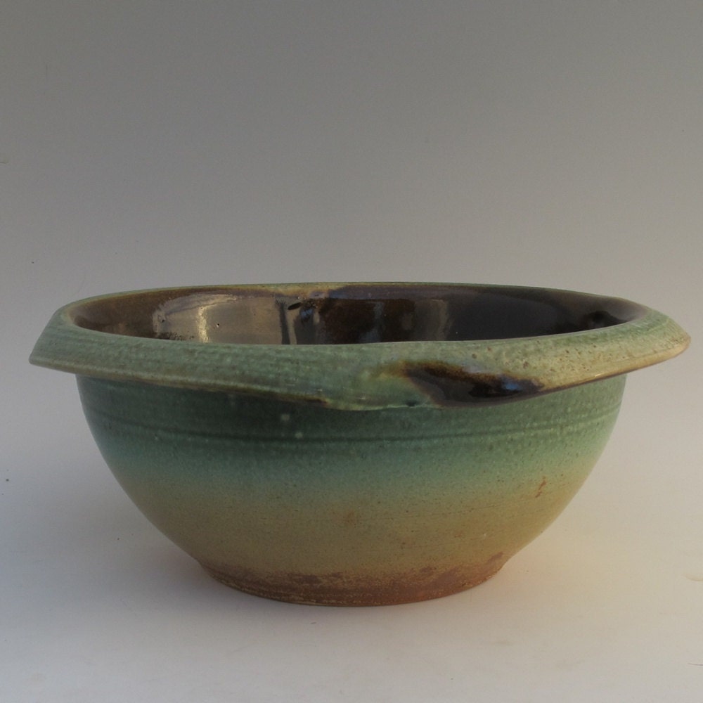 Large bowl serving centerpiece wood fired stoneware