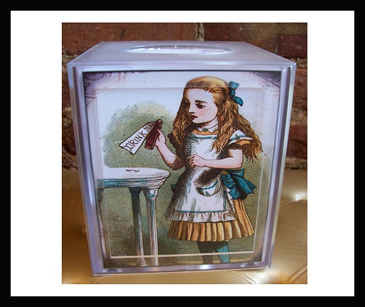 Alice in Wonderland tissue box retro vintage Victorian fairy tale tissue cover