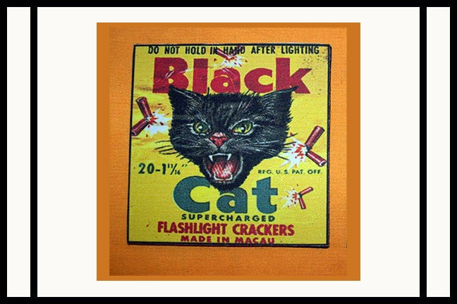 retro firecracker coasters vintage 1950's firework label ephemera rockabilly kitsch