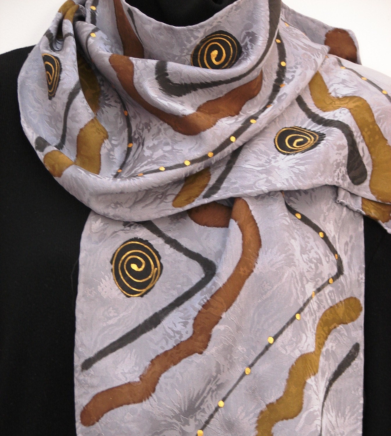 silver zigag silk scarf - owenart
