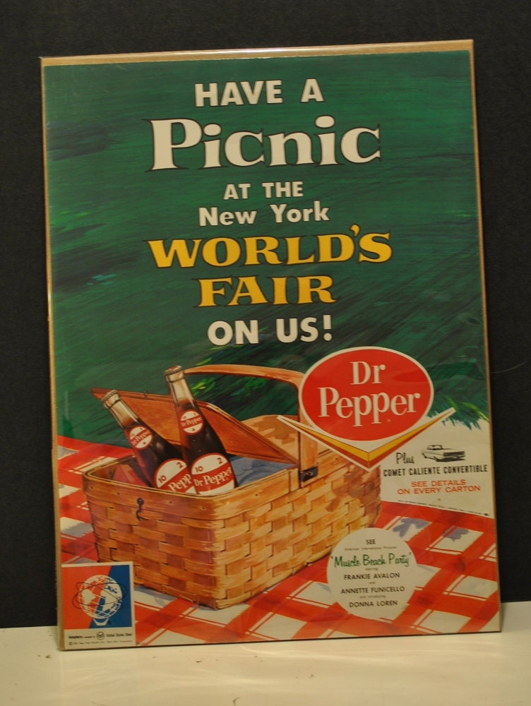 1964 Dr. Pepper Worlds Fair in New York Picnic Poster