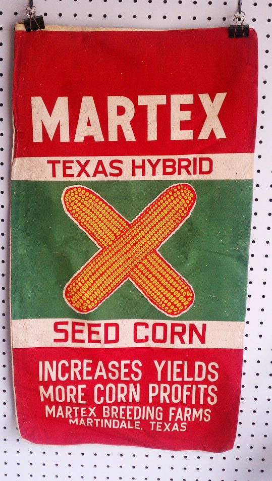 Vintage Seed Bag from Martex Texas Hybrid Seed Corn 1960 NOS Sack
