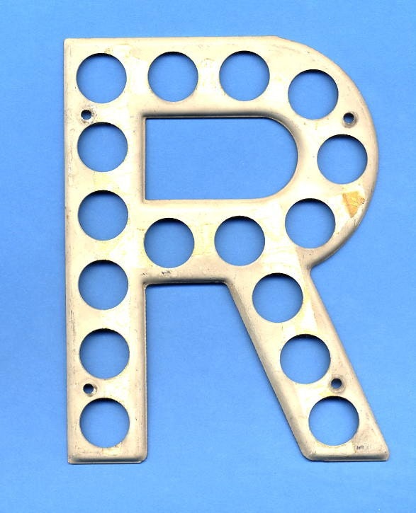 Vintage Metal Highway Sign Letter R