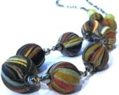 Fabric Beaded Necklace "CURRY"