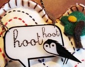 OWL hoot Necklace - Black White Monotone