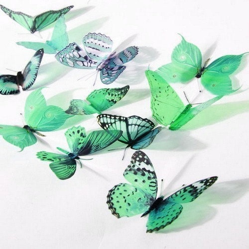 36 x Special Mint Green 3D Butterflies great for Weddings, Crafts