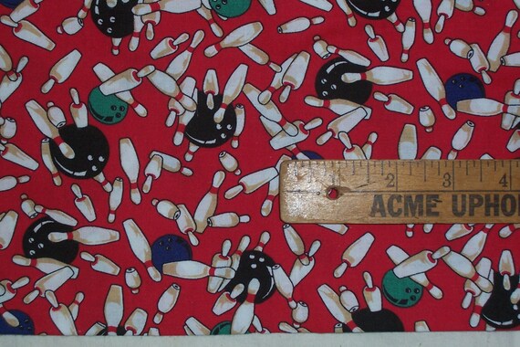 1 Yard of Cotton Bowling Themed Fabric by goinggreen on Etsy