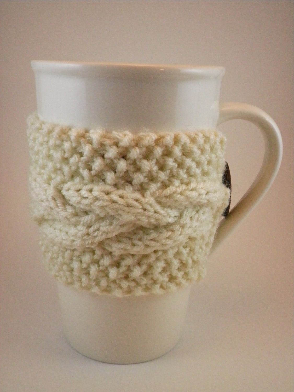 Cup Cozy - Hand Knitted Reusable Coffee Sleeve - Aran - Braid pattern