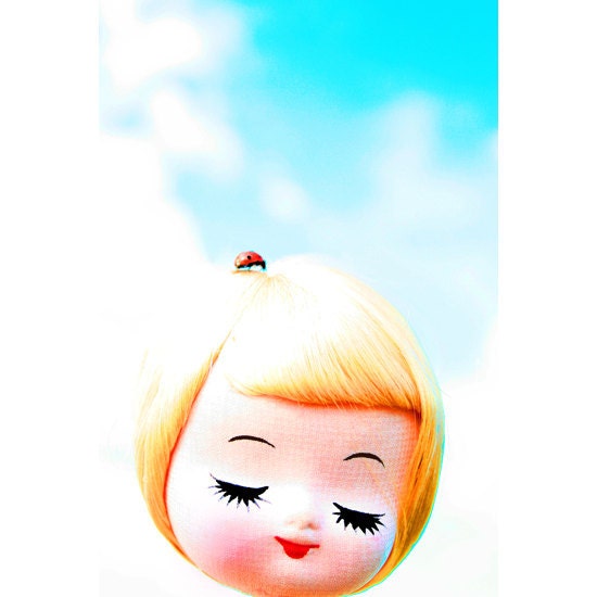 ladybug print  aceo size Lady Has Her Head in the Clouds