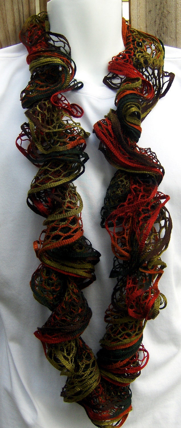 Endless Ruffle Infinity Scarf hand knit Autumn Night Ready to Ship great gift Ships Free in the USA