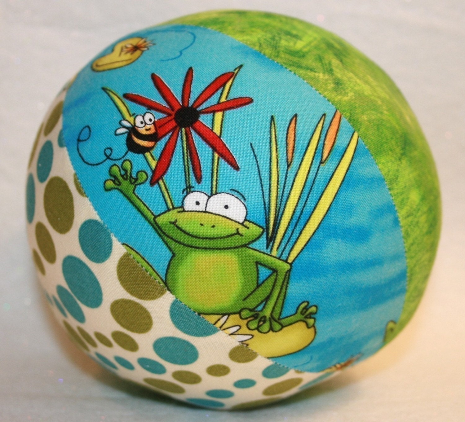 Froggy Fun - Large Cloth Jingle Ball - ThePolkaDotTotSpot