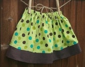 Lime, Aqua, and Brown Polka Dot Girls Twirly Skirt - CUSTOM sizes 12 months to size 8