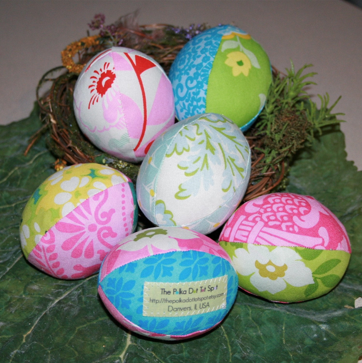 Nicey Jane Cloth Fabric Pastel Easter Eggs - half dozen - Great Basket Filler or Decoration