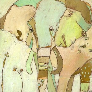 Trumpette Elephant Canvas Print by Jennifer Mercede 14X14
