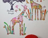 Pink Giraffe Peel & Place Wall Stickers by Jennifer Mercede