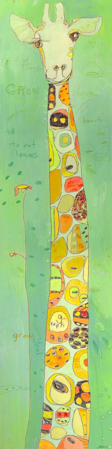 Grow Giraffe Canvas Print by Jennifer Mercede 48X12
