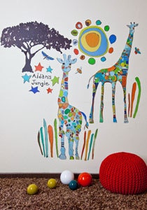 Blue Giraffe Wall Peel & Place Stickers by Jennifer Mercede