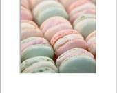 Food Photograph, French Macarons, Still Life Photo, Paris, Pink, Green, Blue, White -5x5 inch print matted to 8x10 inches - Parisian Pastels