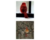 Small Red Cardinal Photographs, Nature Pictures, Bird Photos, Woods, Woodland, Grey, Black, Red - Set of Two 4x4 inch Prints -Cardinal Pair
