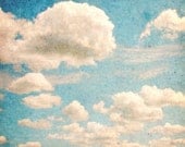 Sky, Clouds Picture, Shabby Chic Decor, Nature Photograph, Landscape Photo- 5x5 inch Fine Art Print - "Whimsy"