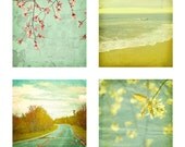 Beach House Wall Decor, Landscape Photography, Nature, Flowers, Beach Photograph- Cottage Chic - Print Pack of four 12x12 inch Photographs