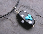 SALE - 25% OFF  Be Mine Too - Girls Lampwork Glass and Leather Necklace