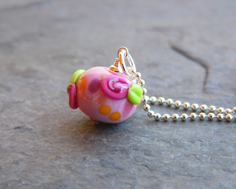 SALE - 25% OFF  Pocket Full of Posies - Girls Glass Rosebud Pendant Necklace