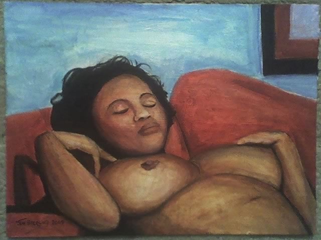 BBW-Sleeping Beauty in Miami Original Painting by Jeff Sterling