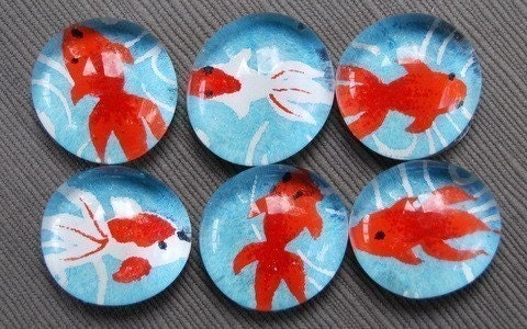 Koi - Glass Pebble Magnets - Set of 6