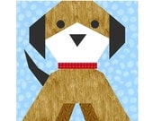 Puppy Dog paper pieced quilt block pattern INSTANT DOWNLOAD PDF