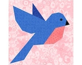 Bluebird of Happiness paper piecing quilt block pattern INSTANT DOWNLOAD PDF