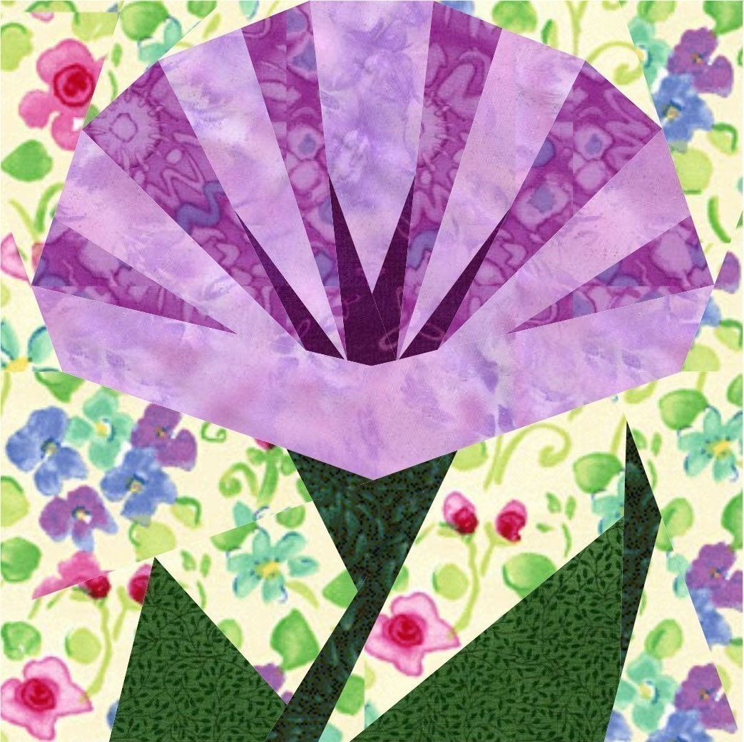 Morning Glory paper pieced quilt block pattern INSTANT DOWNLOAD PDF