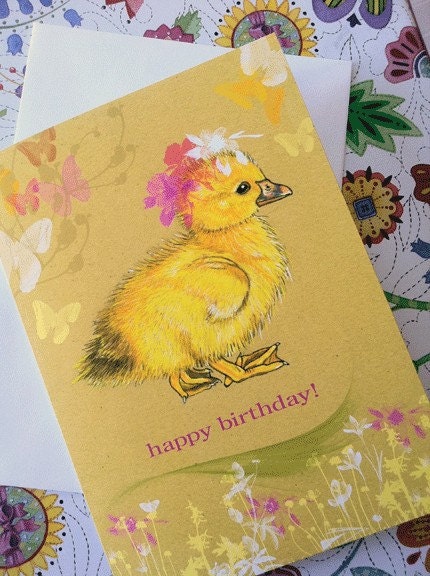 Birthday Card Duck Duckling for Children or Adults