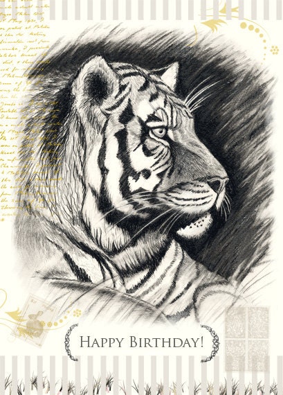 Handmade Tiger Birthday Card - roxy5235