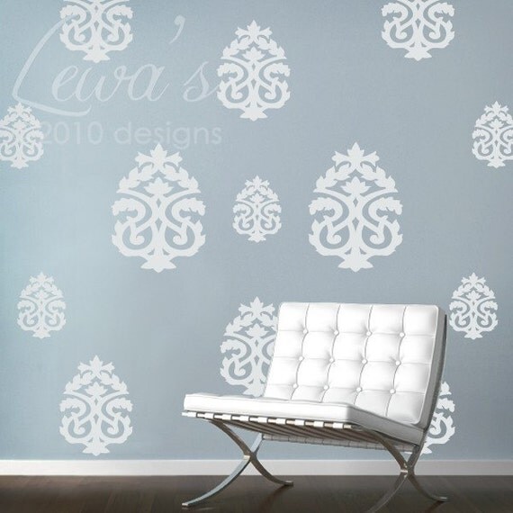 Set of 13 Large Damask Wall Decals by lewasdesigns on Etsy