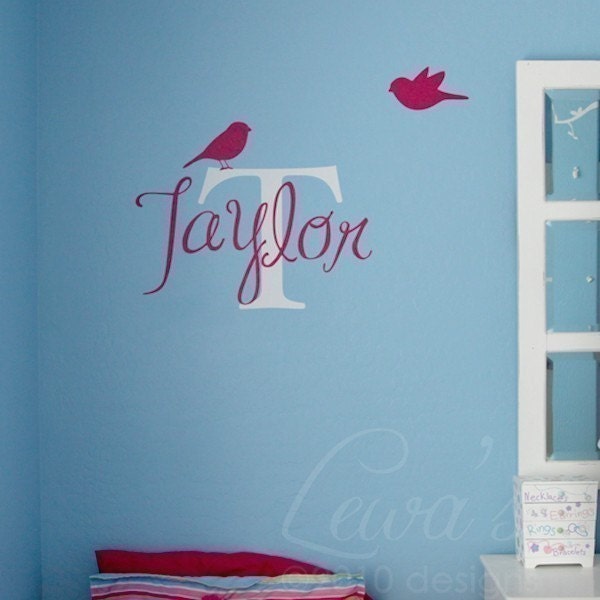 Birdies Custom Name and Monogram Vinyl Wall Decal