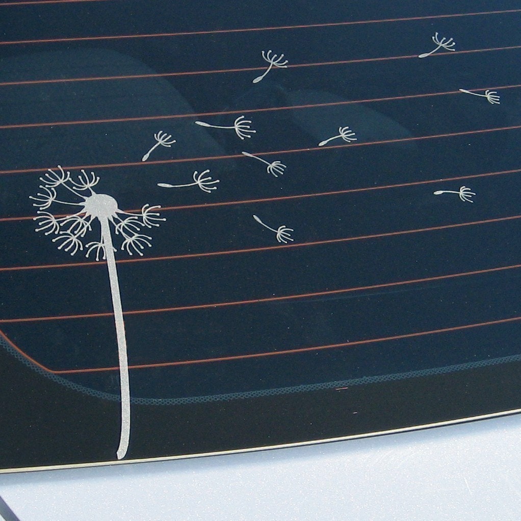 Etched Glass Dandelion in Wind Car Decal